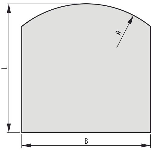 Zväčšený obrázok ku produktu Sklo pod kachle typ E, 1000x1000x6 mm, R = 800 mm