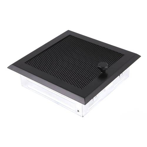 Zväčšený obrázok ku produktu Krbová mriežka 16x16 so žalúziou, čierna matná