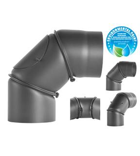 Obrázok ku produktu Koleno dymové 2 mm nastaviteľné 150/90° SA s čistiacim otvorom, sivé