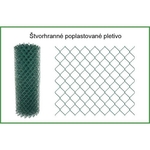 Zväčšený obrázok ku produktu Štvorhranné pletivo pletené poplastované, výška 1000 mm, veľkosť oka 60x60 mm, hrúbka drôtu 2,5 mm, balík 25 m, RAL 6005