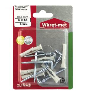 Obrázok ku produktu Blister RUL 6x48 hmoždinka + hák L 6ks