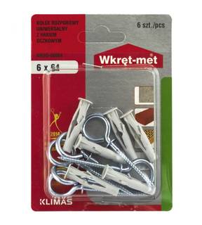 Obrázok ku produktu Blister RUO 6x64 hmoždinka + hák O 6ks