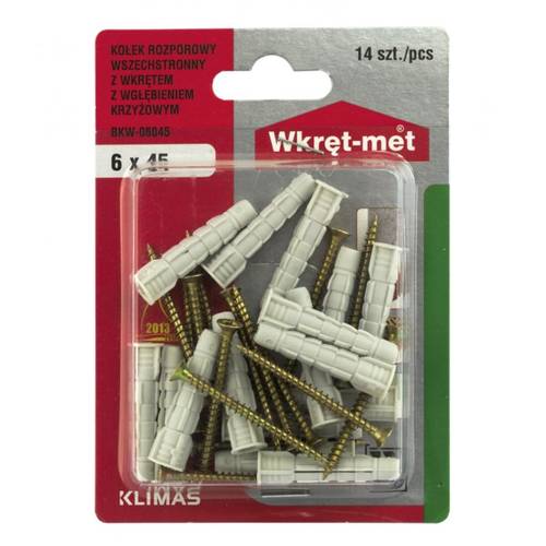Zväčšený obrázok ku produktu Blister KW 6x45 hmoždinka + UVZH 14ks