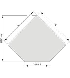 Obrázok ku produktu Sklo pod kachle typ B, 1000x1000x580 mm 45°