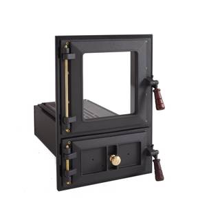 Obrázok ku produktu Ohnisko s presklenými dvierkami a drevenými úchytmi