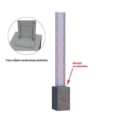 Zväčšený obrázok ku produktu Stĺpik 2D Praktik 1430/190 mm na platničku, antracit