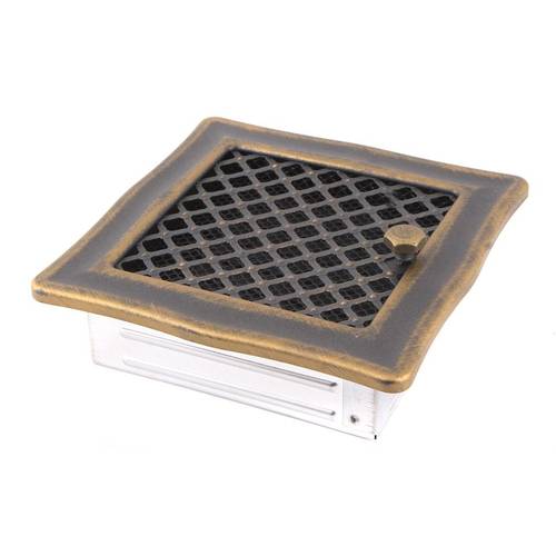 Zväčšený obrázok ku produktu Krbová mriežka DECO 16x16 so žalúziou, zlatá patina