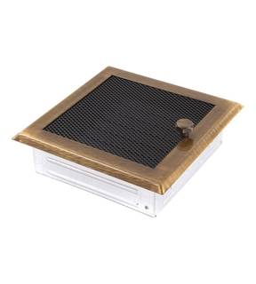 Obrázok ku produktu Krbová mriežka 16x16 so žalúziou, mosadz patina