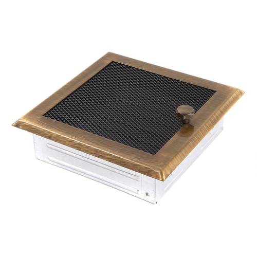 Zväčšený obrázok ku produktu Krbová mriežka 16x16 so žalúziou, mosadz patina