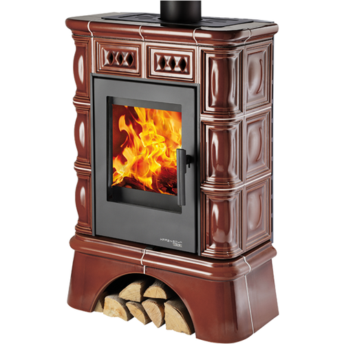 Zväčšený obrázok ku produktu Krbové kachle Faro s kachľovým soklom, hnedá, HAAS+SOHN HOME