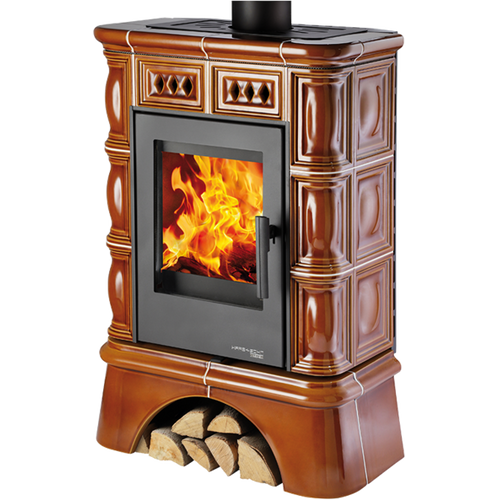 Zväčšený obrázok ku produktu Krbové kachle Faro s kachľovým soklom, medovník, HAAS+SOHN HOME