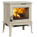 Obrázok ku produktu Liatinové krbové kachle F 100 ECO.2 LL SE IVE, smalt slonová kosť, dvierka bez ozdobných priečok, JOTUL