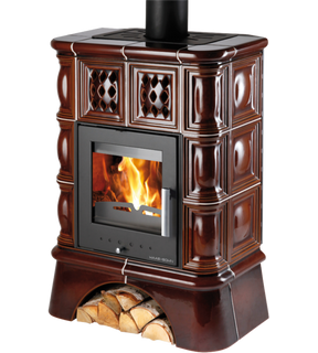 Obrázok ku produktu Teplovodné krbové kachle Treviso II s výmenníkom, kachľový sokel, čierna/hnedé kachle, HAAS+SOHN HOME