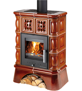 Obrázok ku produktu Teplovodné krbové kachle Treviso II s výmenníkom, kachľový sokel, čierna/kachle medovník, HAAS+SOHN HOME