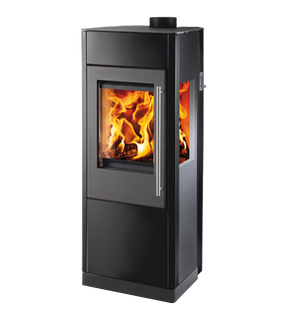 Obrázok ku produktu Krbové kachle Eiffel, 3-stranné presklenie, dekoratívne sklo, čierna lesklá/čierna, HAAS+SOHN