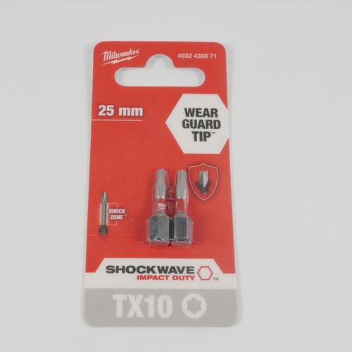 Zväčšený obrázok ku produktu Skrutkovacie bity TX10 25mm SHOCKWAVE /blister 2ks/
