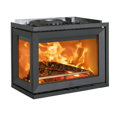 Zväčšený obrázok ku produktu Liatinová rohová krbová vložka I 520 FL CB, ľavé presklenie, čierny lak, JOTUL