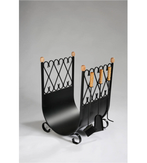 Obrázok ku produktu Kôš na drevo veľký s náradím, 70x49x46 cm, čierny