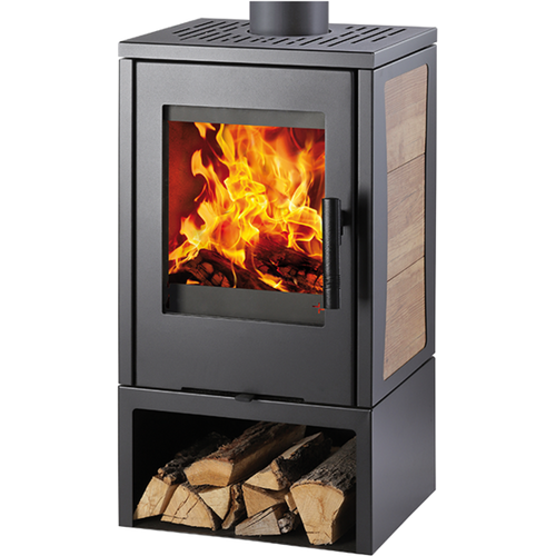 Zväčšený obrázok ku produktu Krbové kachle Vento, čierna/dekor drevo, HAAS+SOHN HOME