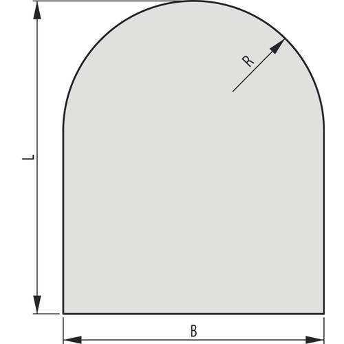 Zväčšený obrázok ku produktu Sklo pod kachle typ A3, 1000x1000x6 mm, R = 500 mm