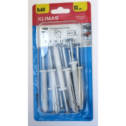 Zväčšený obrázok ku produktu Blister SMNK 8x60 hmoždinky natĺkacie HH 10ks