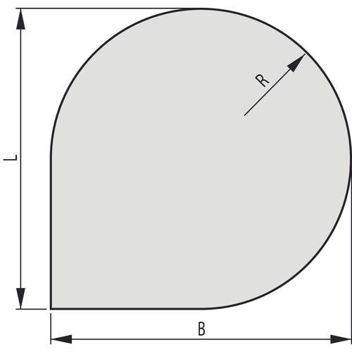 Zväčšený obrázok ku produktu Sklo pod kachle typ J2, 1000x1000x6, R = 500 mm