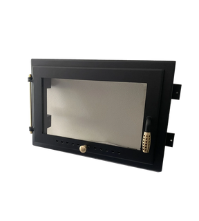 Obrázok ku produktu Chlebové dvierka 505x345 mm so skloma reguláciou vzduchu, 09 čierna, zlaté doplnky
