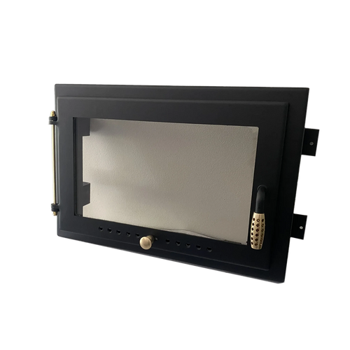 Zväčšený obrázok ku produktu Chlebové dvierka 505x345 mm so skloma reguláciou vzduchu, 09 čierna, zlaté doplnky