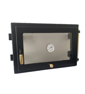 Obrázok ku produktu Chlebové dvierka 505x345 mm so sklom, teplomerom a reguláciou vzduchu, 09T čierna, zlaté doplnky