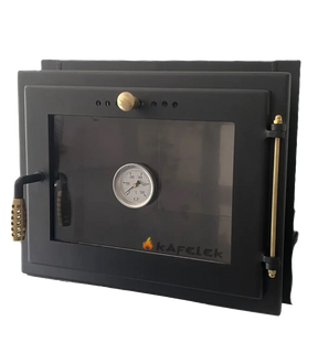 Obrázok ku produktu Rúra pečiaca 415x325 mm, 10T čierna/zlatá s teplomerom