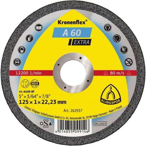 Zväčšený obrázok ku produktu Kotúč rezný 125/1,0/22 KLINGSPOR A60 EXTRA