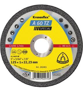 Obrázok ku produktu Kotúč rezný 125/1,0/22 A60TZ SPECIAL (INOX) KLINGSPOR