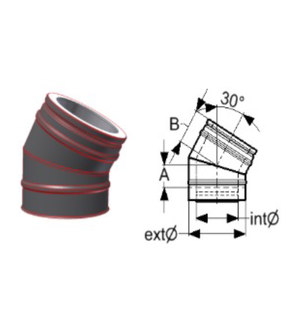 Obrázok ku produktu Koleno 30° + spona PM25 150 čierne PERMETER Schiedel
