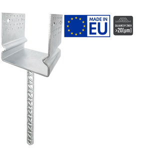 Obrázok ku produktu U na roxore 150x120/4 ø20x250 PUZS150 s prelisom Zn