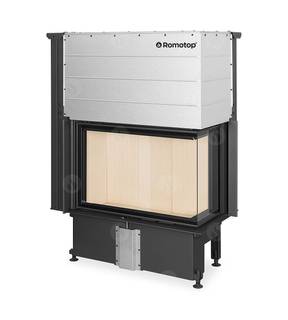 Obrázok ku produktu Krbová vložka IMPRESSION R 2G L 83.60.34.21 rohová pravá s výsuvnými dvierkami, so žltou spaľovacou komorou a deleným sklom, ROMOTOP