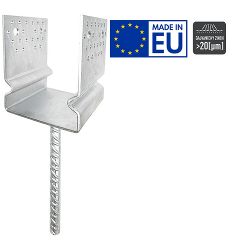 Zväčšený obrázok ku produktu U na roxore 140x120/4 ø20x250 PUZS140 s prelisom Zn