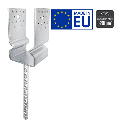 Zväčšený obrázok ku produktu U na roxore 60x60/4 ø16x250 PUZS60 s prelisom Zn