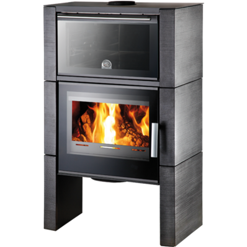 Zväčšený obrázok ku produktu Krbové kachle DALE s pečiacou rúrou, čierna/kachľový obklad antracit metallic, HAAS+SOHN