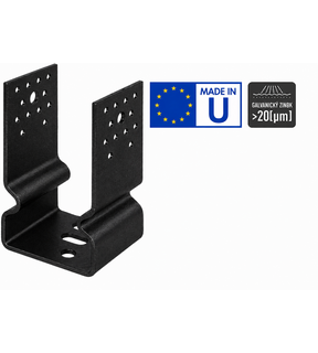 Obrázok ku produktu U bez roxora 160x120/4 v=150 UZS160C s prelisom, široké, čierne