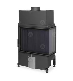 Obrázok ku produktu Krbová vložka IMPRESSION R 2G S 71.60.34.21 rohová pravá s otváraním dvierok do strany, s čiernou spaľovacou komorou a deleným sklom, ROMOTOP